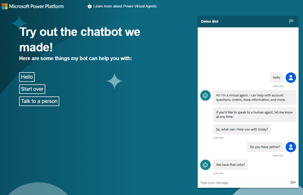 Chatbot landing page