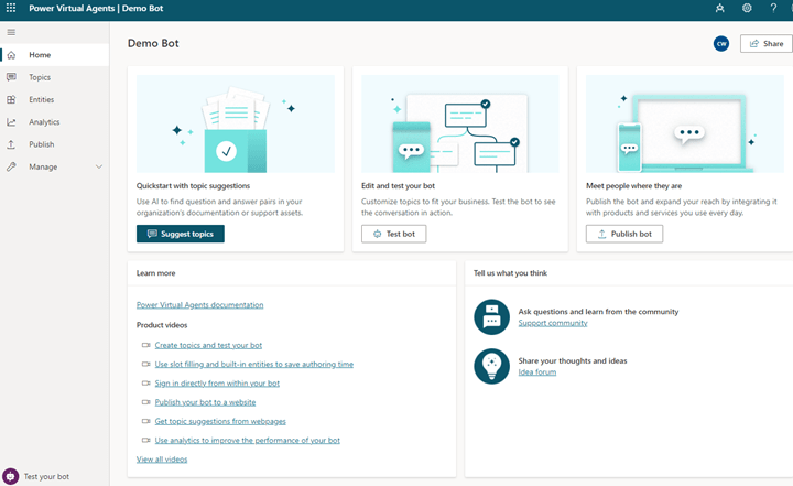 Virtual Agents Demo Bot